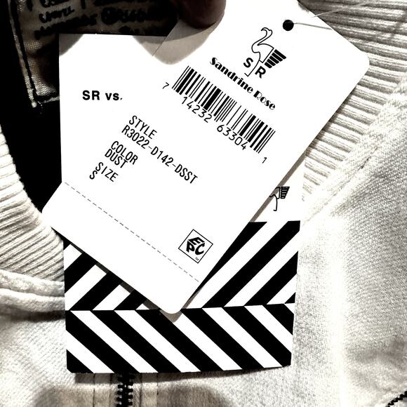 Sandrine Rose Zip Oversized Linen Blend Bomber Jacket White Women Small NWT - Picture 12 of 12